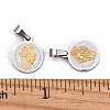 PVD Vacuum Plating Flat Round with San Benito & Word 304 Stainless Steel Charms STAS-I036-03B-3