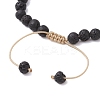Adjustable 6mm Round Natural Lava Rock Braided Bead Bracelets BJEW-JB10615-02-4