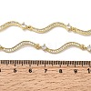Brass Micro Pave Clear Cubic Zirconia Wave Link Chain Necklaces for Women NJEW-B157-22G-5