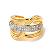 Rack Plating Brass Micro Pave Clear Cubic Zirconia Cuff Rings for Women RJEW-G325-13G-GP-2
