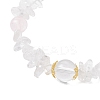 Natural Quartz Crystal & Rose Quartz Beaded Stretch Bracelets for Women BJEW-JB12305-02-3