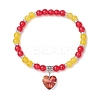 Baking Paint Imitation Jade Glass Round Beaded Charm Bracelets BJEW-JB11737-06-2