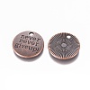 Tibetan Style Alloy Flat Round Carved Word Never Give Up Pendants LS-X-TIBEP-12585-R-NR-2