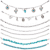 8Pcs 8 Styles Cowboy Theme Synthetic Turquoise & 304 Stainless Steel Baseball Cap Chain HJEW-SC0002-41-6