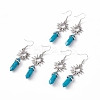 Synthetic Turquoise Bullet with Sun Dangle Earrings EJEW-I276-01P-11-1