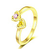 Brass Micro Pave Cubic Zirconia Open Cuff Rings for Women RJEW-R005-07G-4