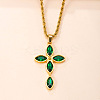 304 Stainless Steel Pave Cubic Zirconia Religion Cross Pendant Necklaces for Men Women WG31638-02-1