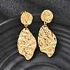 304 Stainless Steel Hammered Textured Leaf Dangle Stud Earrings EJEW-K268-44G-1