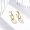 Rack Plating Brass Micro Pave Clear Cubic Zirconia Cuff Earrings EJEW-H147-06G-1