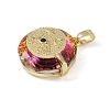 Brass Micro Pave Cubic Zirconia with Glass Pendents KK-Q815-04G-2