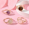 Natural Mixed Gemstone Half Round Open Cuff Rings RJEW-JR00574-6