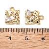 Brass Micro Pave Clear Cubic Zirconia Charms KK-A259-29G-3