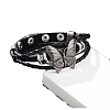 Butterfly Alloy PU Imitation Leather Cord Braided Bracelets FS-WG2E2BB-02-3