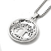 Alloy Tree of Life Pandant Necklace with Stainless Steel Box Chains LS-NJEW-K245-007-3