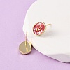 Brass Enamel Oval Stud Earrings EJEW-I322-04G-3