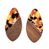 Transparent Resin and Walnut Wood Pendants RESI-T057-05M-2