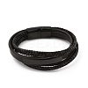 Ion Plating(IP) Braided Leather Cord Multi-strand Bracelets for Men BJEW-Z081-12EB-4