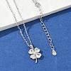925 Sterling Silver Pave Clear Cubic Zirconia Clover Pendant Necklaces for Women NJEW-G168-01P-1