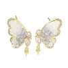 Brass with Enamel with Cubic Zirconia with Crystal Stud Earring with 925 Sterling Silver Pins KK-Q820-07G-1