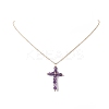 Natural Mixed Gemstone Beaded Cross Pendant Necklace NJEW-JN04236-5
