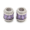 Rack Plating Brass Micro Pave Cubic Zirconia European Beads KK-F089-31P-04-1