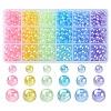 18 Style Transparent Rainbow Iridescent Acrylic Beadss Plated MACR-YW0002-09-1