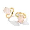 Hexagon Natural Rose Quartz Finger Rings RJEW-B113-02G-04-2