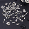 60Pcs 12 Styles Halloweem Themed Tibetan Style Alloy Pendants TIBEP-DC0001-35-4