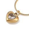 PVD Vacuum Plating 304 Stainless Steel Cubic Zirconia Heart Pendant Round Snake Chain Necklaces for Women NJEW-Z044-08G-2