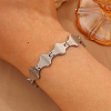 304 Stainless Steel Geometric Rhombus Link Chain Bracelets for Women WG21875-01-1