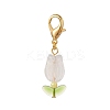 Tulip Opaque Acrylic & Glass Leaf Pendants Decorations HJEW-JM00949-01-1