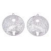 Non-Tarnish 201 Stainless Steel Filigree Pendants STAS-S118-025P-2
