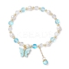 Frosted Dyed Synthetic Moonstone & Shell Pearl Round Beads Stretch Bracelets BJEW-JB11822-02-2