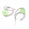 304 Stainless Steel & Plastic Imitation Pearl Oval with Ball Hoop Earrings for Women EJEW-C096-13P-03-2