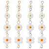 16Pcs 8 Styles Natural Freshwater Shell Daisy Flower Connector Charms PALLOY-FH00118-1