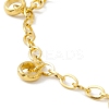 PVD Vacuum Plating 304 Stainless Steel Ring Charms Bracelet with Cable Chains for Women STAS-E001-29G-2