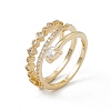 Clear Cubic Zirconia Arrow Open Cuff Ring RJEW-G276-09G-1