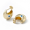 Enamel Crescent Moon with Evil Eye Stud Earrings EJEW-A093-01G-09-2