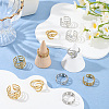 12Pcs 6 Style 304 Stainless Steel Open Cuff Ring Findings STAS-SC0007-90-4