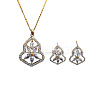 Gourd with Flower Brass Micro Pave Clear Cubic Zirconia Stud Earrings & Pendant Necklaces Sets for Women WG4C111-02-3