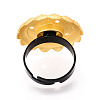 Adjustable Flower Alloy & Iron Bezel Cup Ring Base with Rotatable Tray MAK-T012-06G-3