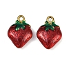 Strawberry 304 Stainless Steel Enamel Pendants STAS-L290-21C-G-1
