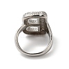 Letter Brass Micro Pave Clear Cubic Zirconia Open Cuff Ring for Women RJEW-N046-03B-P-3