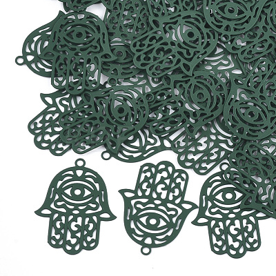 430 Stainless Steel Filigree Pendants STAS-T042-15B-1