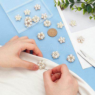 16Pcs 4 Styles Flower Shape Alloy Cabochons JEWB-FG0001-19-1