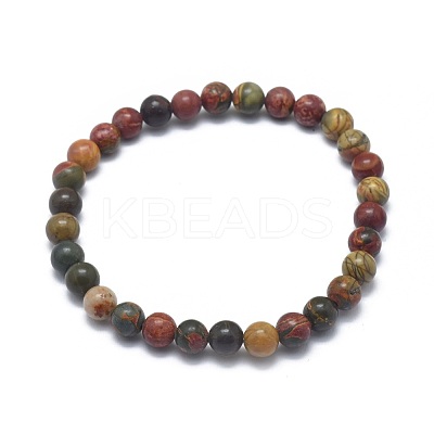 Natural Polychrome Jasper/Picasso Stone/Picasso Jasper Bead Stretch Bracelets BJEW-K212-B-001-1