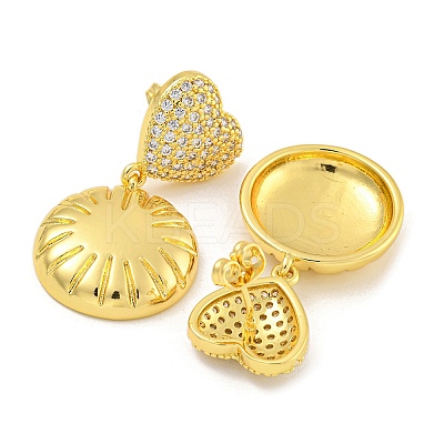 Rack Plating Brass Micro Pave Clear Cubic Zirconia Stud Earrings EJEW-I313-15B-G-1
