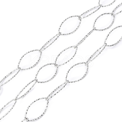 Tarnish Resistant 304 Stainless Steel Textured Horse Eye Link Chains CHS-I020-01A-P-1