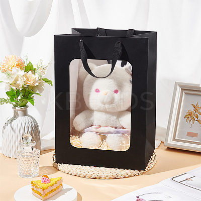 Paper Visible Window Gift Bags with Rope Handles ABAG-WH0040-14A-1