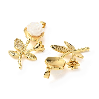 Brass Micro Pave Clear Cubic Zirconia with Resin Pendants KK-G533-01G-02-1